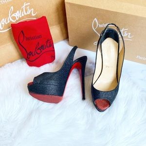 Black Glitter Slingback Christian Louboutin Heels